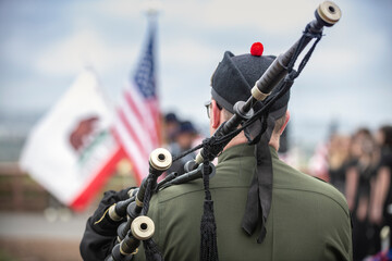 Musician playing the bagpipe