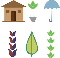 set of eco icons, Colorful Flat Design Icons of Agriculture Nature and Shelter
