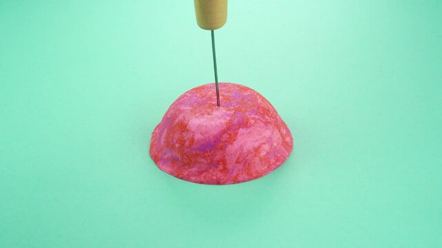 Very Satisfying and Relaxing Kinetic Sand ASMR video. Cutting anti stress macro close up colorful Kinetic Sand with a Knife. ASMR sounds.