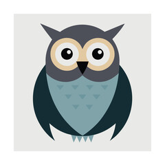 Adorable flat design illustration of a cute owl with large eyes on a light background