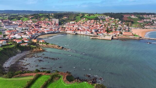 Luanco Asturias, village on the Cantabrian sea beach, Spain