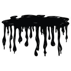 Black ink splatter and drips on a white background, Black dripping paint with irregular shape, abstract art design