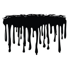 Black ink splatter and drips on a white background, Black dripping paint with irregular shape, abstract art design