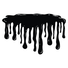 Black ink splatter and drips on a white background, Black dripping paint with irregular shape, abstract art design