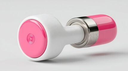 Pink and White Dumbbell with Metallic Center Fitness Equipment for Strength Training and Worko