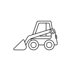 Small bulldozer.Vector images of construction equipment. Linear contour drawings of heavy industrial vehicles and special equipment. Equipment for servicing buildings and structures.