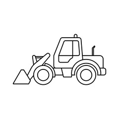 Naklejka premium Road grading machine.Vector images of construction equipment. Linear contour drawings of heavy industrial vehicles and special equipment. Equipment for servicing buildings and structures.