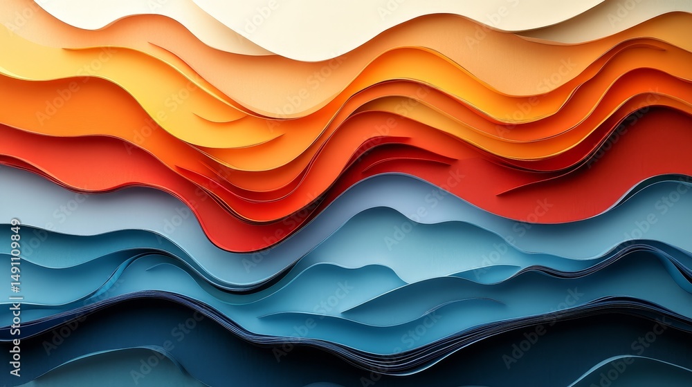 Poster abstract layered design with vibrant color gradients.