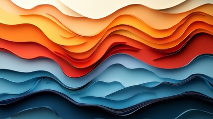 Abstract layered design with vibrant color gradients.
