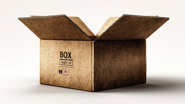 Open Cardboard Box Ready for Packaging and Shipping Ideal for Storage Solutions and Product De