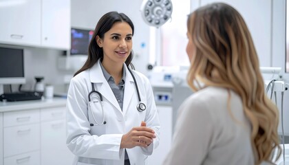Doctor consults patient in a clinic, discussing medical care