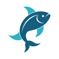 Fototapeta premium Simple blue fish logo design vector illustration isolated on white background