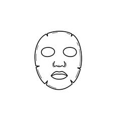 Illustration of a cloth face mask. Black and white icon in minimal style on white background. Editable SVG