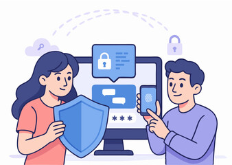 Secure Online Communication and Data Protection Concept with People Using Shield and Biometric Authentication