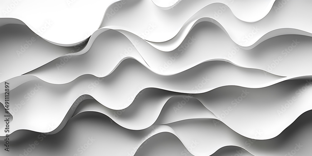 Poster abstract white paper waves background gentle light and shadow modern minimalist design for presentat