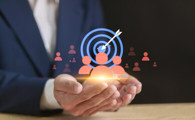 Targeting customer concept. Digital marketing online, CRM, Data exchanges development and customer...