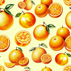 ripe, juicy fruit, orange orange, pattern, seamless texture. watercolor illustration. artificial intelligence generator, AI, neural network image. background for the design