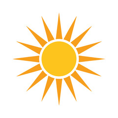 Stylized orange and yellow sun illustration on a white background symbolizing brightness and warmth