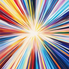 Fototapeta premium Dynamic Abstract Art with Multicolored Lines Expanding from a Luminous Center 