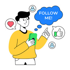 Creative design illustration of follow me