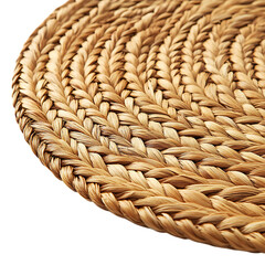 Minimalist Woven Straw Beach Mat with a Sleek Design Isolated on Transparent Background