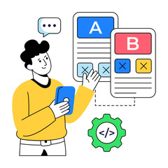 Vector design of a/b testing © Rabiya