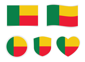 Fototapeta premium Benin national flag icon set