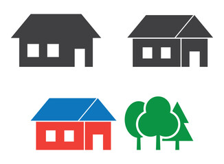 house with trees 3d icon