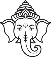 Ganesha illustration isolated on transparent background, Hindu deity, Ganesh silhouette