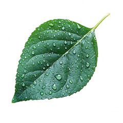 Close up of green leaf with water droplets nature photography background on transparent background