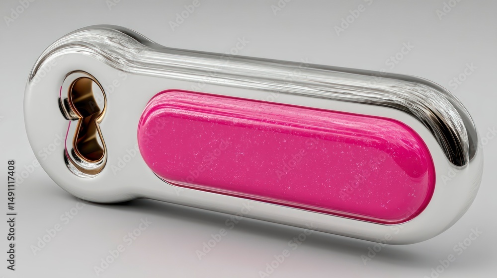 Aufkleber futuristic metallic key with pink glowing core modern design for security concepts and technol