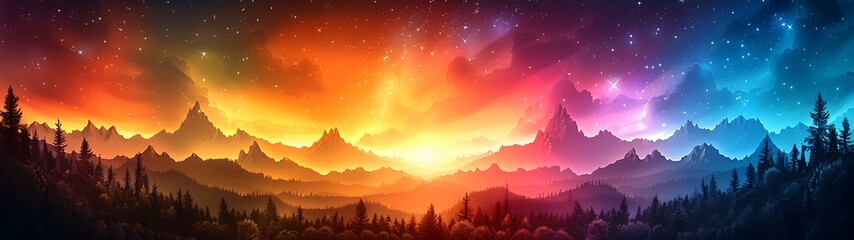 Fototapeta premium Colorful mountain sunrise