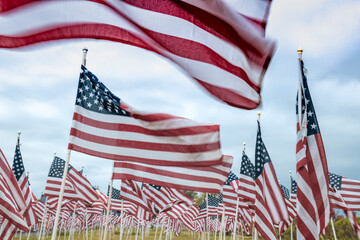 US flag blowing in the wind