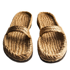Boho Chic Espadrille Sandals with Hand Woven Textur Isolated on Transparent Background