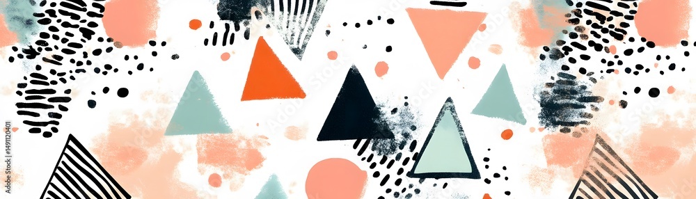 Aufkleber abstract pattern of triangles and shapes in pastel colors.