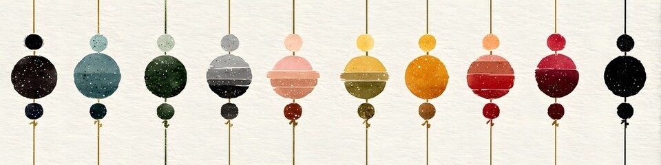 Chromatic Cascade: Abstract watercolor elements in a linear arrangement, evoking a sense of artistic expression and visual harmony. Displaying a vibrant array of colors and elegant details.