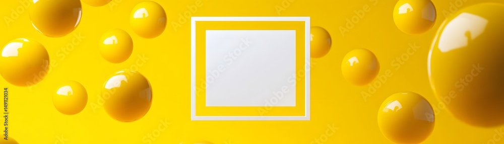 Aufkleber abstract design with floating spheres and a white frame.