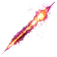 A Glowing Plasma Core Arrow with Gamma Ray Bursts Isolated on Transparent Background