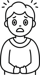 Anxious Boy Cartoon Line Art Illustration