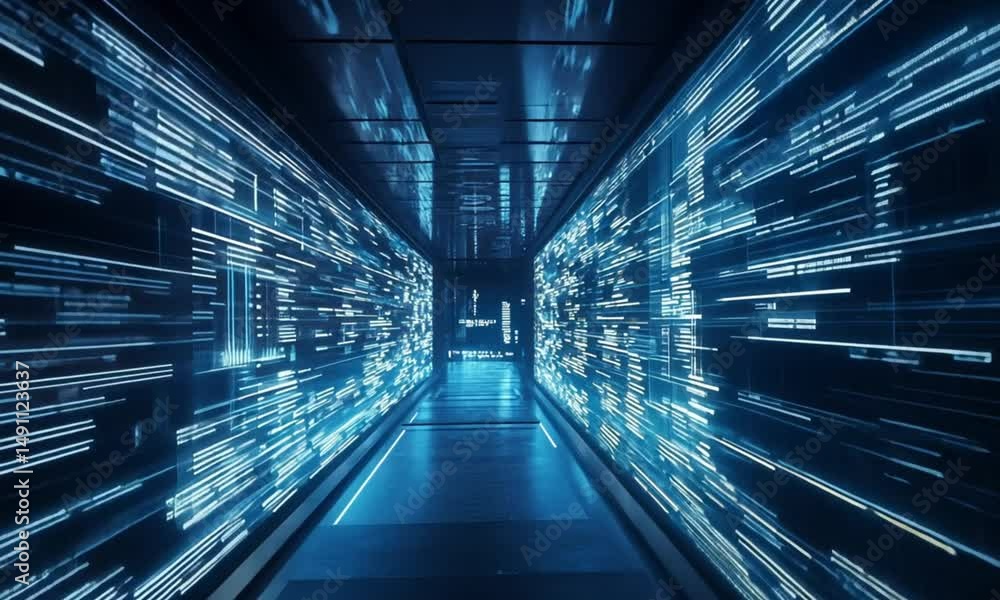 Poster digital corridor: a journey through data streams
