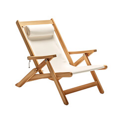 Minimalist Wooden Beach Chair with a Sleek Fold Away Isolated on Transparent Background