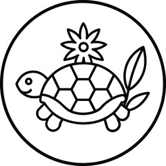 Obraz premium Cute Turtle Flower Nature Icon Graphic Design