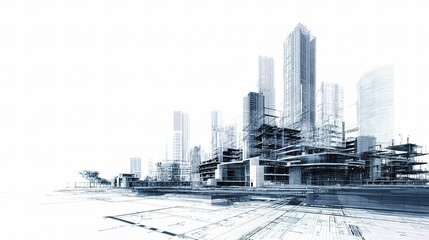 Detailed Architectural Blueprint of a Modern Urban City Model