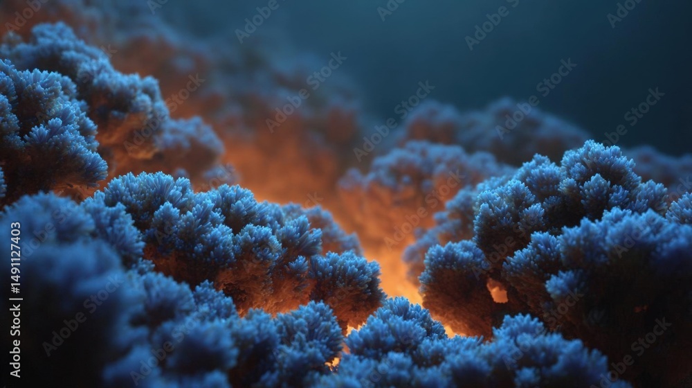 Aufkleber close-up of a group of coral reefs. the coral reefs are arranged in a cluster, with the largest one 