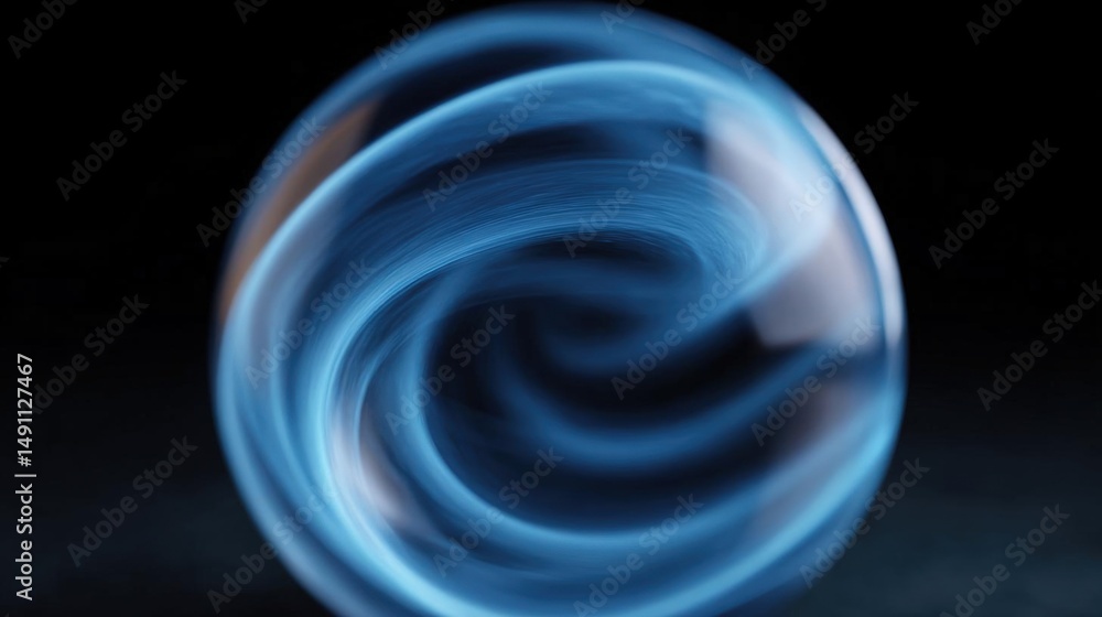 Poster close-up of a blue spiral-like object. the object appears to be made of glass or a similar material,
