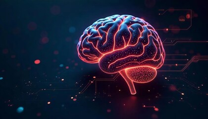 Futuristic AI Brain Interface with Glowing Tech Elements