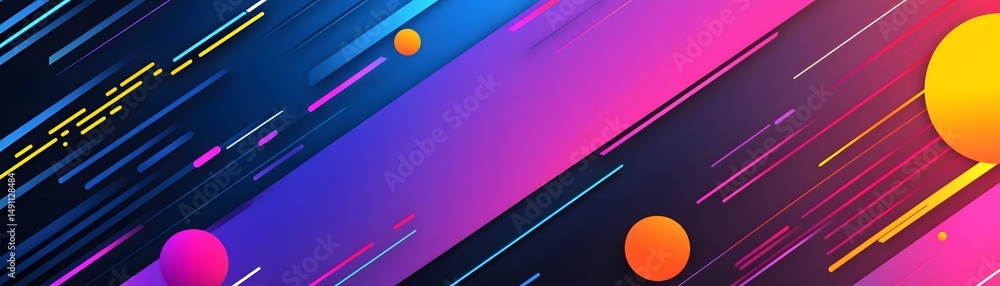 Poster vibrant abstract design with dynamic lines and shapes.