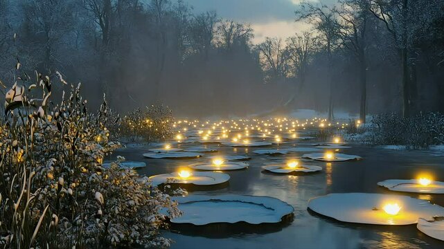Winter pond lightscape