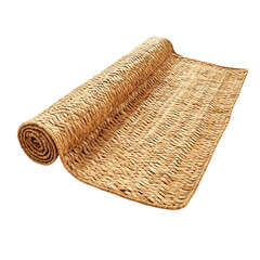 Elegant Minimalist Straw Beach Mat with a Classic W Isolated on Transparent Background
