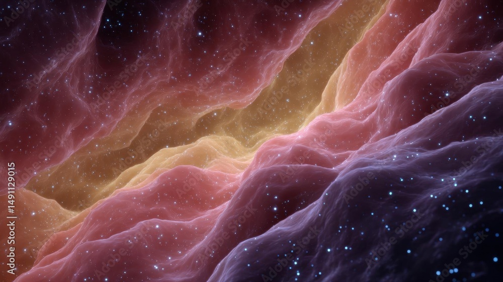 Poster abstract digital art piece that appears to be a representation of a nebula or a starry night sky. th